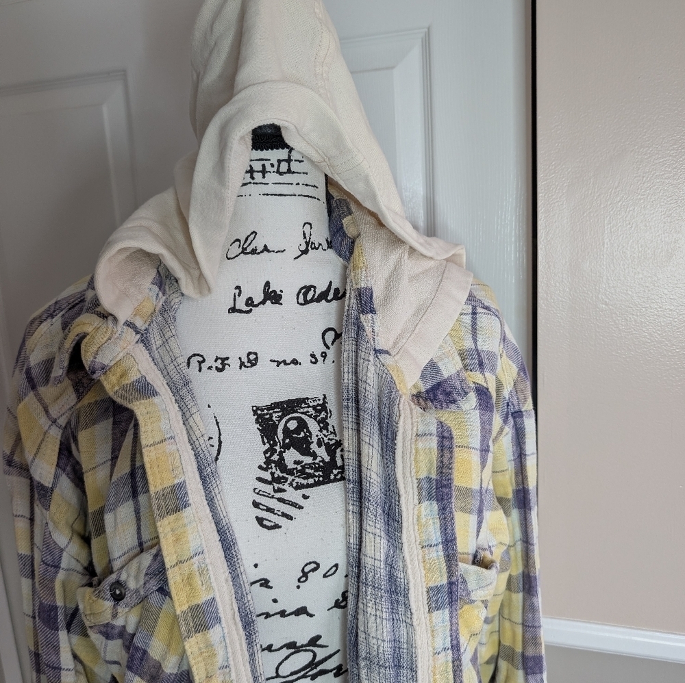 We The Free Yellow & Purple Plaid Hooded Utility Jacket - Picture 6 of 9